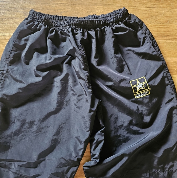 US Army APFU Black 100% Nylon Physical Training Track Pants Unisex Size Large - Picture 3 of 15